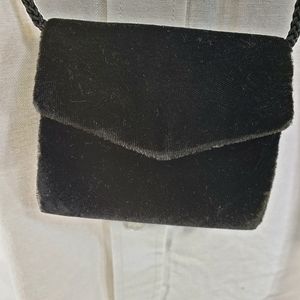 Claire's Small Black Velvet Crossbody Purse Pocketbook Bag